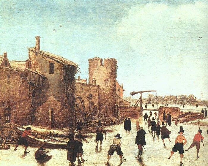 Esaias Van de Velde Skaters on the Moat by the Walls Norge oil painting art